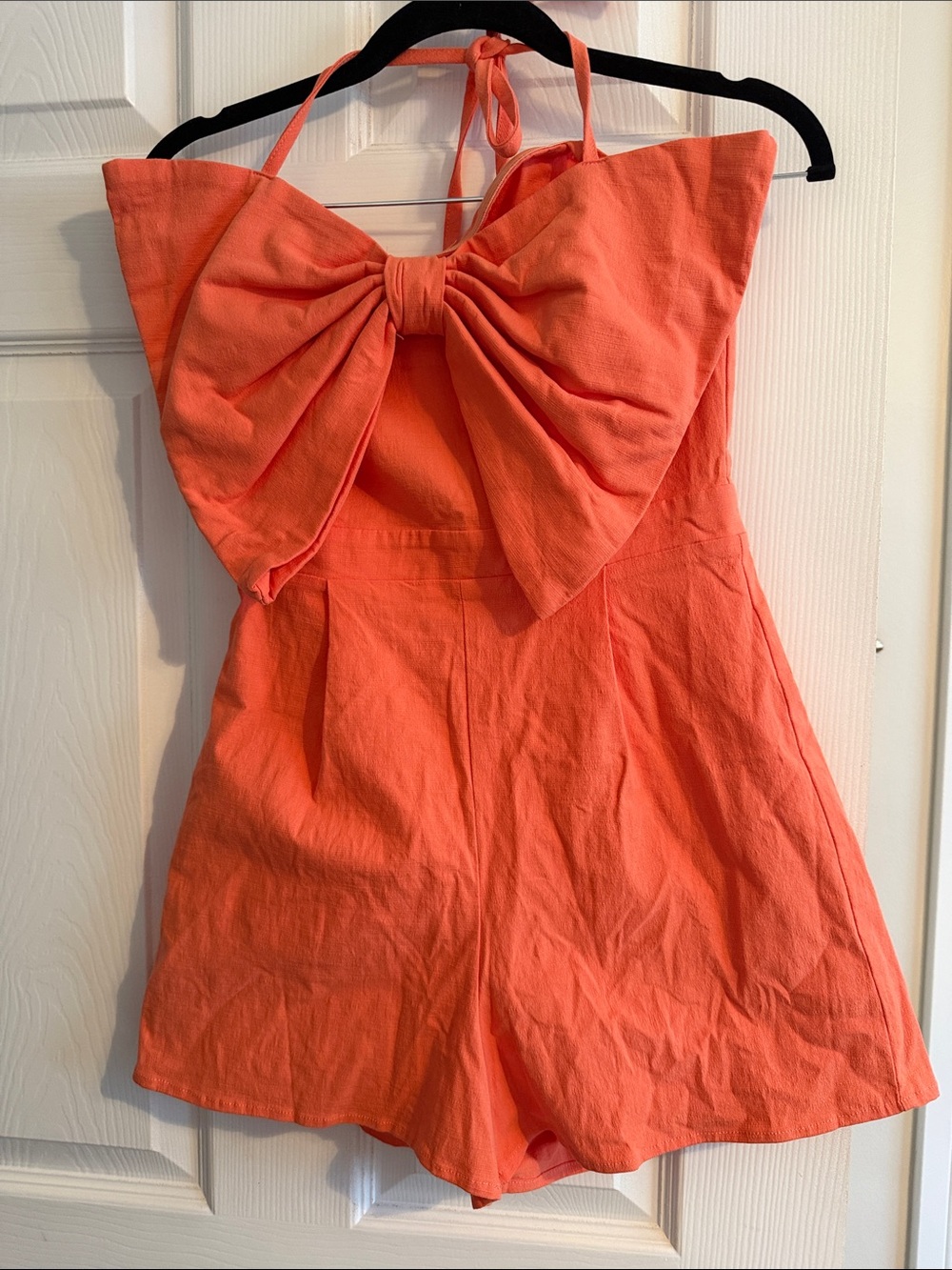entro Coral Halter Romper with Front Bow